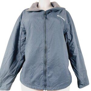 Columbia Women's Navy Blue Long Sleeve Fleece-Lined Full-Zip Rain Jacket Size 1X